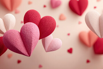 Floating Paper Hearts Background &ndash; Generative AI
