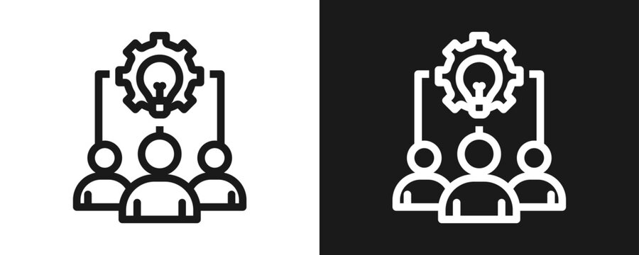 Collaborative Icon Set Outline In White And Black Background