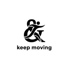 Obraz premium Minimalist black logo symbol of a person running with abstract design elements, flat vector style
