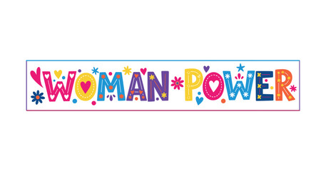 Women's Day and Girl Power lettering designs with floral and decorative elements