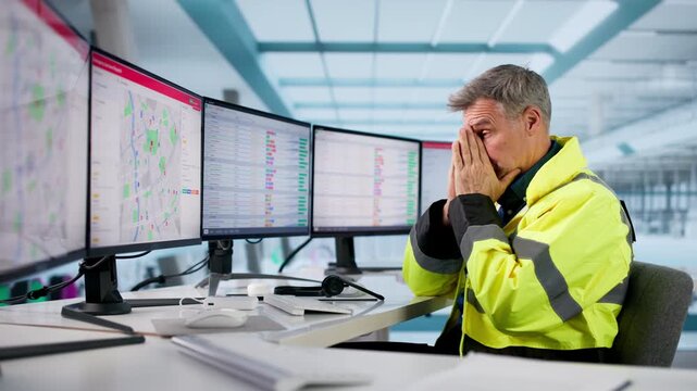 Sad Police Officer With Head Ache