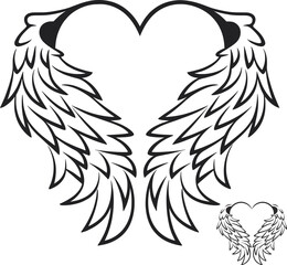 Fototapeta premium Angel Wings Heart SVG, Angel svg, Memorial svg, Halo svg, Heart svg, Angel Wings svg, Heaven svg, Angelic svg, Cut Files
