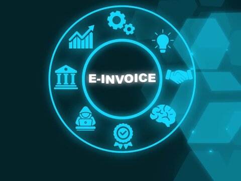 electronic invoice concept. E-invoice concept, XML icon, government, taxes. QR code and invoice. electronic invoice. flow with ERP. XML icon, government, taxes. showing invoice on virtual screen.
