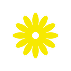 Simple yellow flower icon with rounded petals and white center.