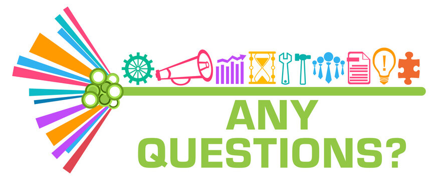 Any Questions Business Symbols Top Colorful Graphics Text 