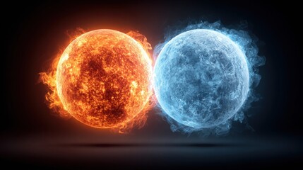 Fiery and Icy Spheres Colliding in a Dramatic Display