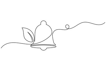 Wellness Bell Line Icon Meditation Mindfulness Harmony Continuous One Line Drawing