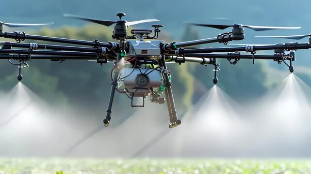Agricultural Drone Spraying Crops Smart Farming Technology
