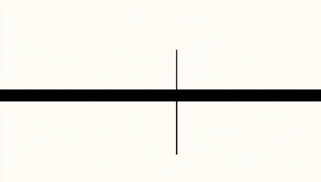 Simple black horizontal line intersected by a vertical line on a cream-colored background