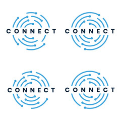 Collection connection technology logo with digital circuits