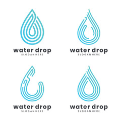 Linear blue water drop logo collection