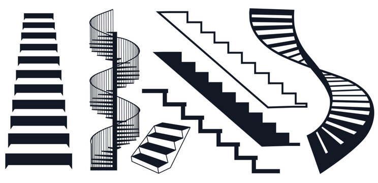 Building stairs set of building steps