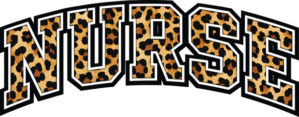 Nurse Leopard Print Text Design for T Shirt