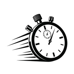 Fast Stopwatch Icon with Speed Lines for Time and Urgency Concept