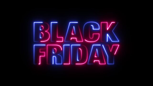 Neon Glowing Colorful black Friday animation. Black Friday text motion. Marketing for sale promotion 4k video footage.