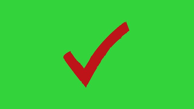 Red check mark on green screen