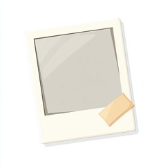 Fototapeta premium Beige-framed photo with an empty, faded interior, slightly angled, with a sticky note