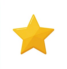 Obraz premium A bright, five-pointed golden star, rendered in a shiny, cartoon style, isolated on white