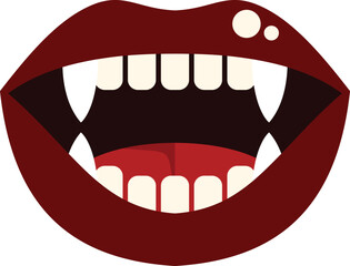 Naklejka premium Vampire mouth showing sharp fangs and red lips for a spooky halloween design