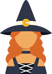 Fototapeta premium Witch avatar wearing a classic pointed hat and festive costume for halloween