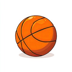 Cartoon illustration of an orange basketball with black lines, shadow