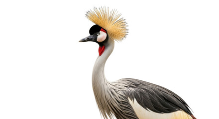 Obraz premium Isolated Crowned Crane portrait, an elegant bird with distinctive golden plumage on head