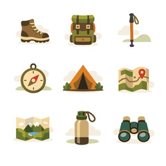 Outdoor camping icons collection for adventures © Taras