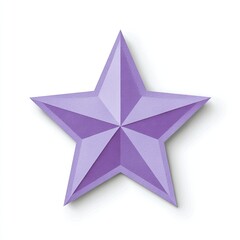 Obraz premium A purple, paper-like star cutout on white background with slight shadows