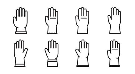Fototapeta premium Set of Hand Drawn Glove Icons Showing Different Styles and Protection Levels Minimalist Line Art