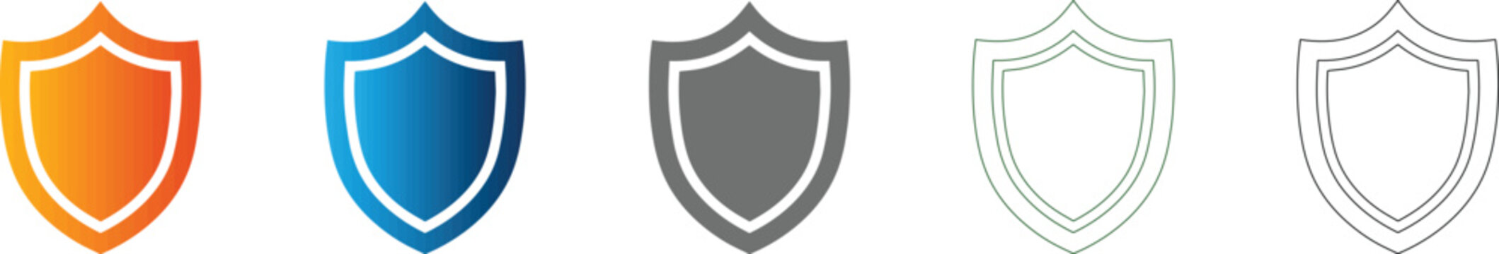 Modern Flat Design Shield Icon Set Symbol for Protection and Security Vector Illustration