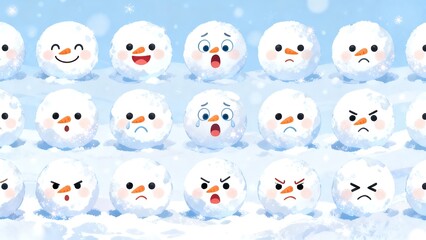 Snowman Heads Seamless Pattern
