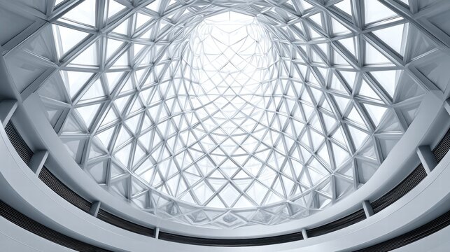 Architectural marvel showcasing a modern glass ceiling with intricate geometric patterns.