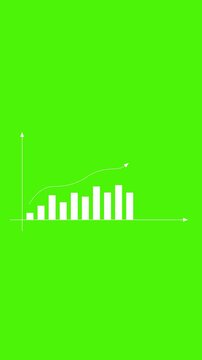 Financial graph analysis, Rising bar graph, Stock market graph on green background. Full HD. 4K