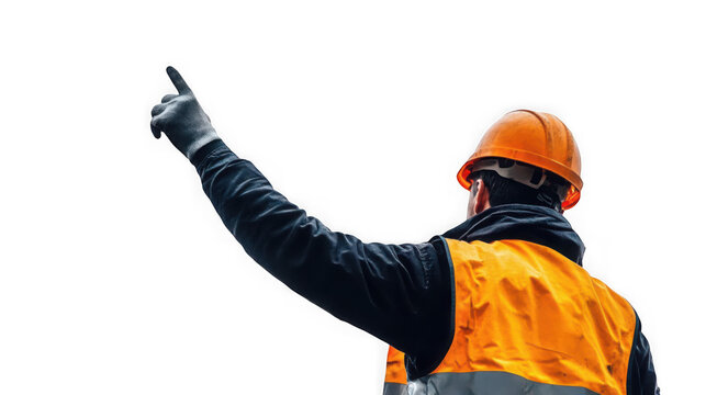 Confident professional builder or industrial contractor isolated on white background with copy space