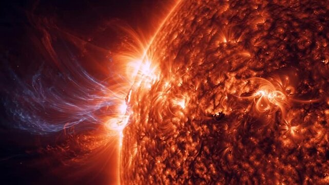 Solar Flare Erupting from the Surface of the Sun.