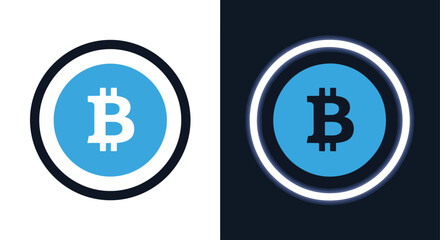 Obraz premium Bitcoin logo glowing neon vector illustrationBlue icon set - Modern style icon - Vector icon set - Glyph and solid icon set - Icon vector - Flat Design Icon - line icon set