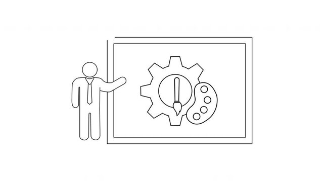 Creative Process Presentation - Outlined Illustration of Art and Technology.