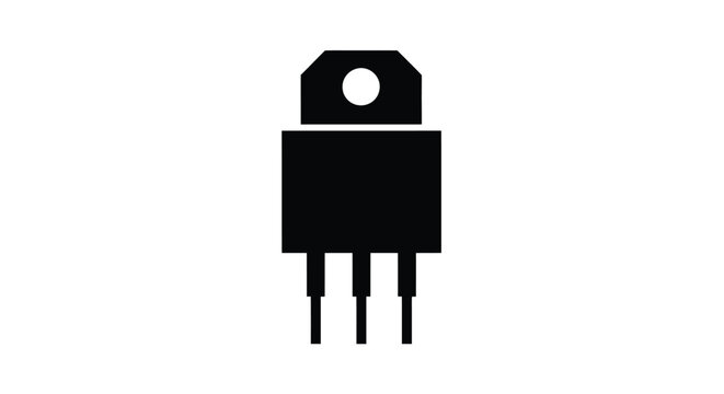 Simple black silhouette of a transistor electronic component icon