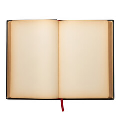 Fototapeta premium Open blank book with red bookmark isolated on transparent background