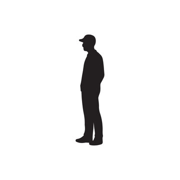 Side view man standing casual silhouette vector icon