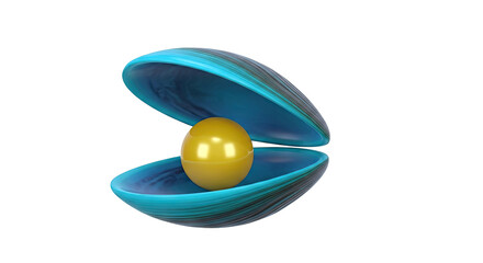 Golden Pearl in Open Teal Shell