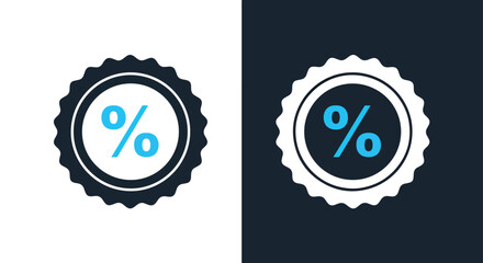 Obraz premium Percentage icon set flat design vector illustrationBlue icon set - Modern style icon - Vector icon set - Glyph and solid icon set - Icon vector - Flat Design Icon - line icon set