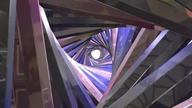 Digital tunnel of cyberspace with particles and lighting, Technology network connections abstract purple background concept.
