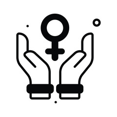 Modern glyph icon of woman protection for womens day celebration