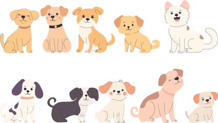 Set of cute puppies, dogs, vector © zolotons