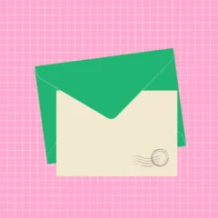 Vector illustration of green envelope with postcard template © mayrum