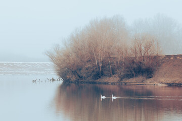 Cinematic Spring Landscape in Moldova with Pastel River Scenery, Dreamy Fairytale Nature Background...