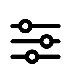 graphic equalizer illustration Vector icon representing three slider controls indicating adjustable settings or filter options in a digital interface Minimalist black and white for  volume control