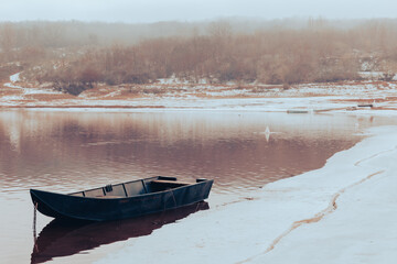 Cinematic Spring Landscape in Moldova with Pastel River Scenery, Dreamy Fairytale Nature Background...