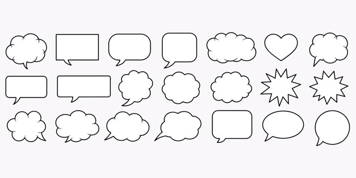 Collection of diverse speech bubble shapes and styles on a light background talk bubble chat bubble